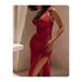 2025 New European And American Fashion Dress: Knitted Backless V-neck Slim Fit Sleeveless Strap Long Dress_ecoleips.com