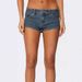 Low-Rise Denim Shorts For Women – Stretchy A-Line High Waist Hot Pants | American Retro Style (S-L, White/Washed Blue)_ecoleips.com