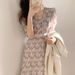 Floral 2026 Summer New French Style, Waist-cinching, Elegant And Gentle, High-end Chiffon Floral Midi Dress_ecoleips.com