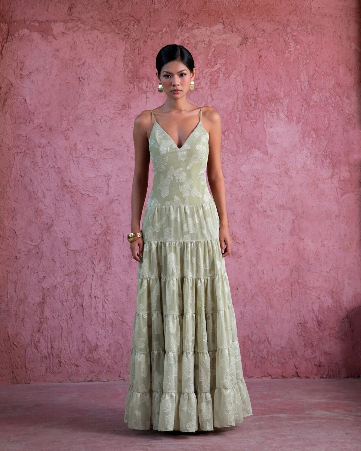 Elegant French Dress For Women Backless Jacquard Pleated Multi Layered Long Skirt Style Best Selling New Product_ecoleips.com