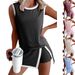 Women's Sportswear Short Suit Color Block Striped Vest Spring Summer Fashion_ecoleips.com