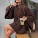 Diyun European And American Casual Vacation Woolen Long Sleeve Coat Sweater Women's Fashion 2025 Autumn_ecoleips.com