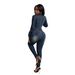 High-Stretch Distressed Denim Jumpsuit – Slim-Fit Long Sleeve Romper With Raw Hem & Acid Wash (S-2XL, Dark Blue, Streetwear Essential)_ecoleips.com