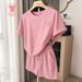 Women's Summer Sports Casual Set Sweet Stylish Loose Fit Short Sleeved Top with Pony Head Embroidered Design_ecoleips.com