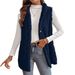 Women's Solid Color Plush Hooded Cardigan Button Down Outerwear For Autumn Winter Popular_ecoleips.com