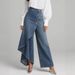 Women's Loose Casual Fashionable Denim Pants Button Down Long Hem Solid Color Genuine New_ecoleips.com