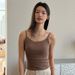 Lace Trimmed Lyocell Ribbed Camisole With Built-in Bra - Lightweight Summer Layering Tank For Women_ecoleips.com