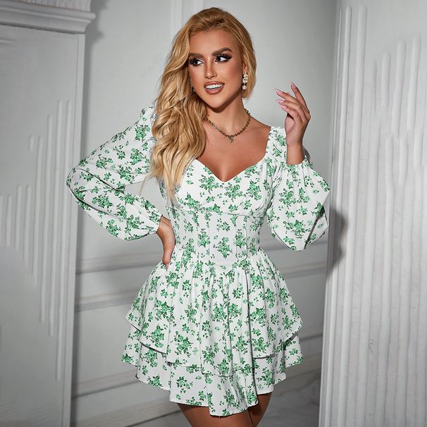Women's Clothing Spring And Summer Sweet Style Dress Slim Holiday Print Cake Skirt Short Skirt_ecoleips.com