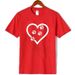 European And American Cross-border Foreign Trade Women's Clothing, Simple Heart-printed Round-neck Short-sleeve T-shirt_ecoleips.com