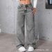 Grey Straight Leg Jeans for Women Stretchy Slimming Floor Length Denim Pants European American Style Hot Selling Cross Border E Commerce Item_ecoleips.com