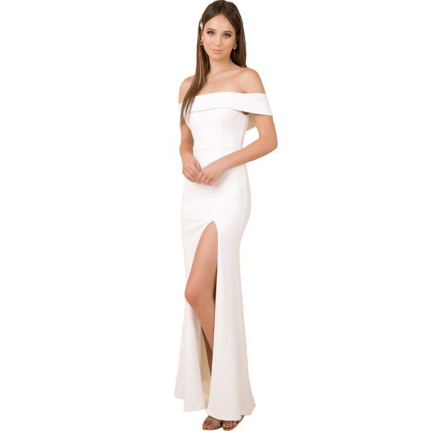 Verve 2025 New Summer Women's Cocktail Dress Off-Shoulder Side Slit Evening Gown_ecoleips.com