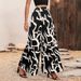 Summer New Chiffon Leaf Print Casual Pants Temperament High Waist Wide Leg Pants Women_ecoleips.com