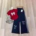 Korean Style Women's Summer Fashion Bow Print Two Piece Set Short Sleeved Loose Wide Leg Pants Casual Outfit For Ladies_ecoleips.com