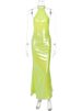 TARUXY Bright Color Halterneck Sexy Backless Bows Dress For Women Fashion Slim Long Dress 2025 Fall New Sleeveless Dress Vestido_ecoleips.com