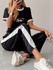 Women's Summer Fashion Letter Print Two Piece Set European American Style 8002 Print Spring/Autumn Collection_ecoleips.com