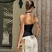 Women's Backless Halter Neck Cami Top, Sexy Cropped Bustier Vest For Clubbing, Night Out, Bodycon Fit_ecoleips.com
