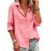 Women's European American Style Casual Long Sleeved Cardigan Regular Fit Multiple Colors Pure Cotton Top Shirt_ecoleips.com
