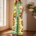 2026 Spring European And American Cross-Border Women's Printed Elastic Waist Pocket Wide-Leg Pants Two-Piece Casual_ecoleips.com