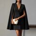 Women's Double Breasted Shawl Cape Dress Solid Color Autumn Fashion European And American Style Cross Border Trade Clothing_ecoleips.com