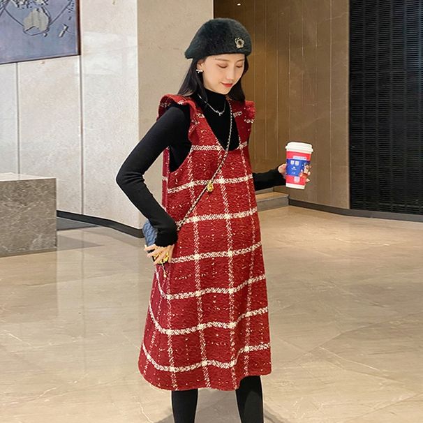 Maternity Spring New Korean Style Casual Fashion Internet Celebrity Knitted Sweater With Skirt_ecoleips.com