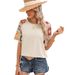 2025 Spring New Pullover Round Neck Three-Quarter Sleeve Top Women, European And American Casual Style Floral Crochet_ecoleips.com