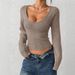 Women's Clothing Basic Long Sleeve Knit Sweater - Soft Round Neck Pullover Top For Fall & Winter - Solid Color Casual T-Shirt (Black, Gray, Beige)_ecoleips.com