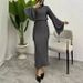 Women's Clothing Muslim Solid Color Temperament Pleated Straight Long Fashionable And Elegant Dress_ecoleips.com