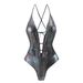 European American Style Drawstring Backless One Piece Swimsuit Sexy Laser Glossy Bikini Women's Cross Border 2025 New_ecoleips.com