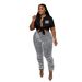 Summer Striped Women's Clothing Set D10052 European American Style T-Shirt And Trousers Two Piece Casual Sexy_ecoleips.com