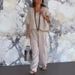 Women's Clothing Casual V Neck Loose Pocket Sleeve Cotton And Linen Suit_ecoleips.com
