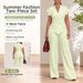 Summer Fashion Women's Set V Neck Knotted Short Sleeve Top And Wide Leg Pants European And American Style Two Pieces Cross Border_ecoleips.com