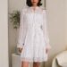 Talenza Print Chiffon Dress Women's Ruffled Neckline Lace Up Puff Sleeve See Through Dress 2025 Female Elegant Retro Loose Dress_ecoleips.com