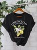 Women's Clothing Pure Cotton T Shirt Summer Short Sleeved Round Neck Lemon Pattern Printed T Shirt Female_ecoleips.com