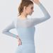 K Women's Yoga Clothing With Long Sleeves, Fixed Cups, Mesh Splicing, Beautiful Back Straps, Breast Pads, Long And Slimming Solid Color Fitness_ecoleips.com