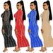 Women's Clothing sexy nightclub hot diamond mesh see-through V-neck long-sleeved long skirt dress for women_ecoleips.com
