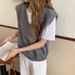 Women's Oversized V-Neck Knit Vest – Chunky Cable Cardigan, Casual Layering Piece For Spring & Fall_ecoleips.com