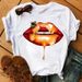 European And American Cross-border Foreign Trade Wholesale Clothing Sexy Lip Print Round Neck Plus Size Short Sleeve_ecoleips.com