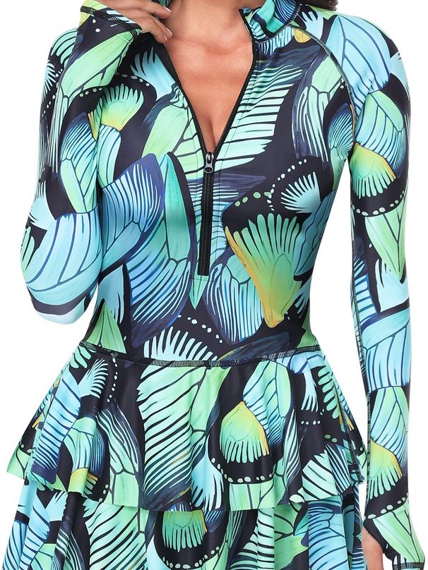 Women's Clothing One Piece Swimsuit Sun Protection Suit Long Sleeved Zipper Surfing Suit Sun Protection Suit Women's Swimsuit Diving Suit_ecoleips.com