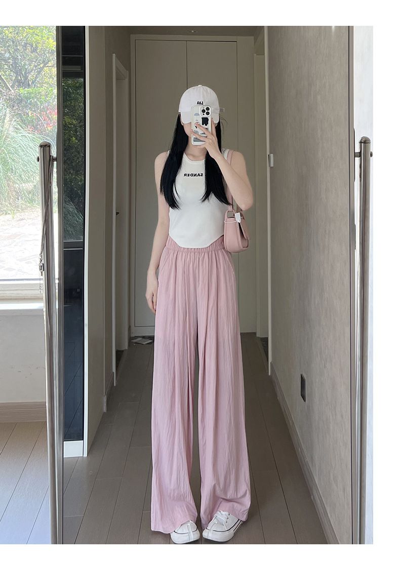 Wide For Women In The Summer Of , High Waisted Relaxed, Casual And Lazy, Pleated Yamamoto , Straight Leg Loose_ecoleips.com