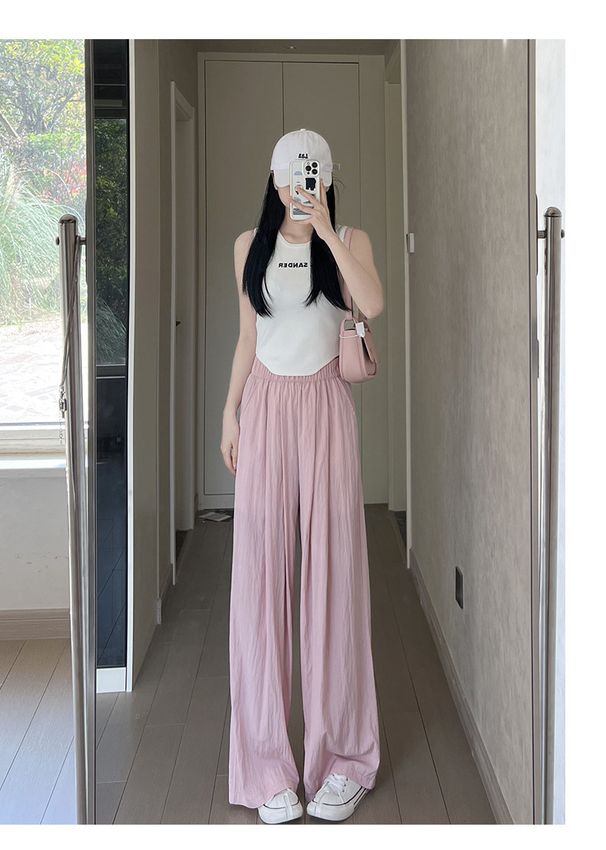 Wide For Women In The Summer Of , High Waisted Relaxed, Casual And Lazy, Pleated Yamamoto , Straight Leg Loose_ecoleips.com