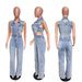 Women's Stretch Washed Denim Jumpsuit - High Waist Slim Fit Loose Straight Leg Romper - Light Blue_ecoleips.com