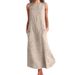 Women's Plus Size Slim Fit Dress Style Striped Round Neck Sleeveless_ecoleips.com