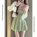 Women's Avocado Green One Piece Swimsuit Slimming Conservative Skirt Style High End Sexy Hot Spring Summer Swimwear_ecoleips.com