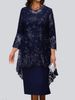 Verve 2025 New Plus Size Women's Evening Lace Embroidery Two-Piece Set Elegant Commuter Slim Dress_ecoleips.com