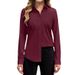 Women's Clothing Large Size Foreign Trade Polo Collar Women's Shirt Loose Fashion Temperament Solid Color_ecoleips.com