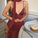 Women's Polka Dot Suspender Dress Style Backless V Neck Slimming Waist Long Summer Dress_ecoleips.com