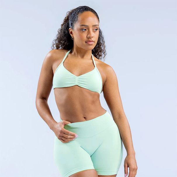 Women's High Elastic Nylon Sports Bra Halter Neck Fitness Yoga Underwear Beautiful Back Design Summer_ecoleips.com
