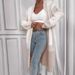 Women's Oversized V-Neck Cardigan Sweater - 2024 Trendy Longline Knit Coat With Faux Fur Accents (Beige/3 Colors, S-XL)_ecoleips.com