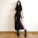 K New Women's Fashion Trend Hooded Hollow Out Backless Sleeveless Slit Long Skirt Dress_ecoleips.com