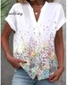 plus Size Women's Floral Button down Shirt Short Sleeve V Neck Casual Comfort Independent Website Exclusive 2025_ecoleips.com